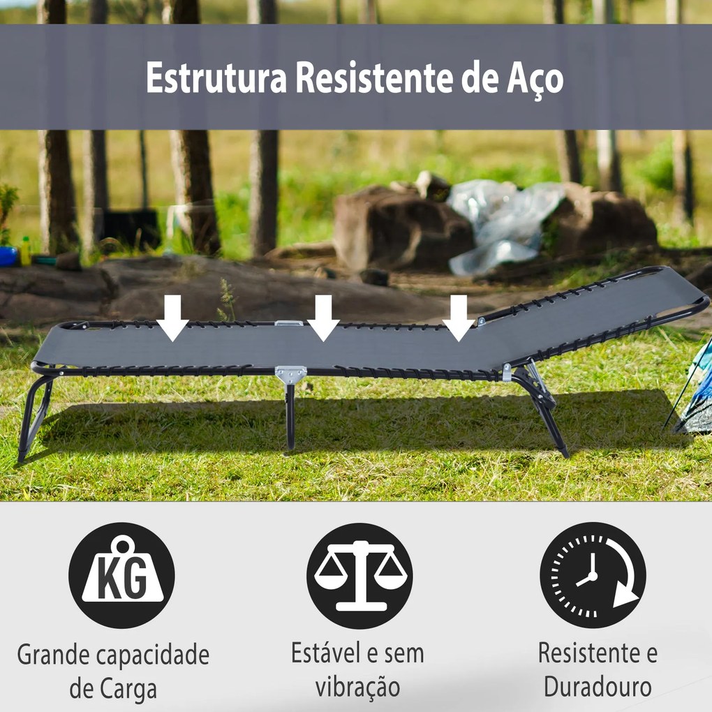 Outsunny Espreguiçadeira de Jardim Dobrável e Ajustável com 4 Posições