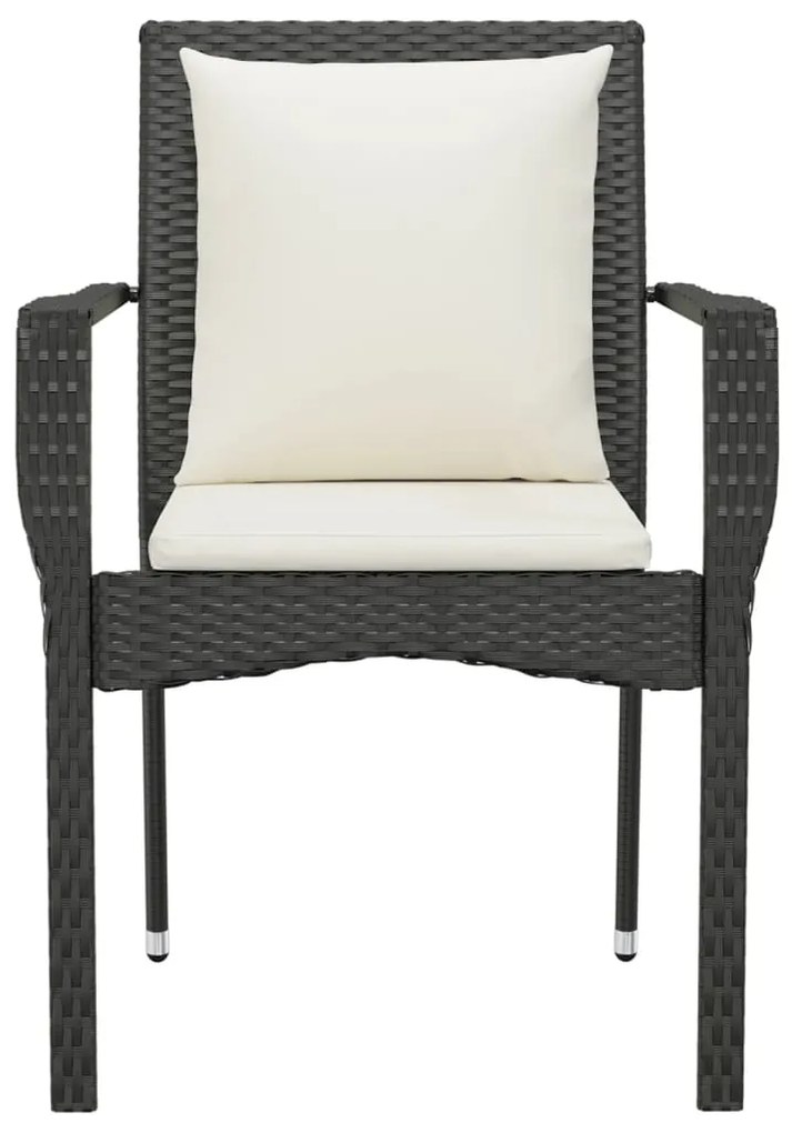 Cadeiras de jardim com almofadões 2 pcs vime PE preto