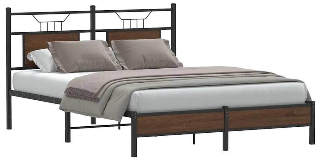 Estrutura cama s/ colchão derivados madeira carvalho castanho