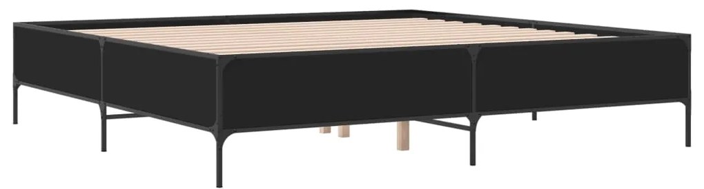Estrutura de cama 180x200 cm derivados de madeira/metal preto