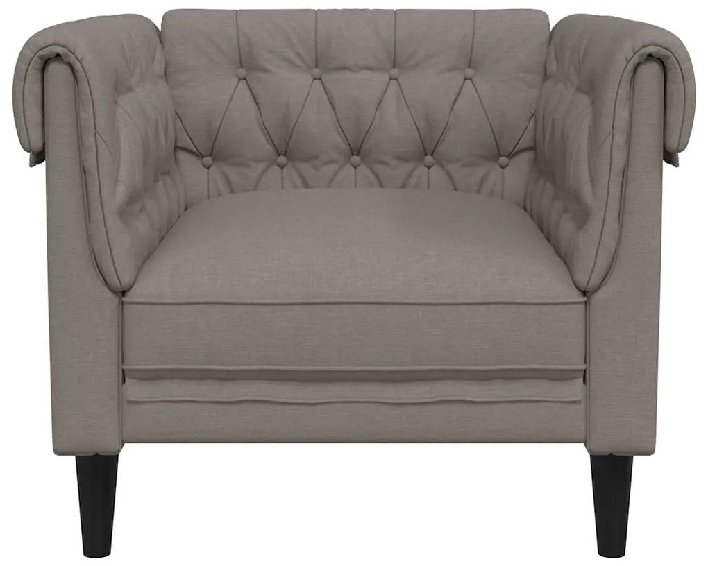 Sofá chesterfield tecido cinzento-acastanhado