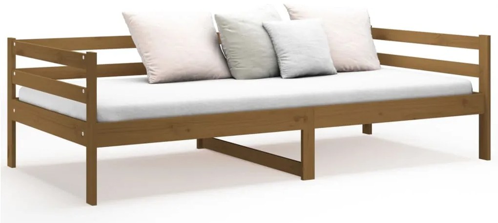 Sofá-cama 90x190 cm madeira de pinho maciça castanho mel
