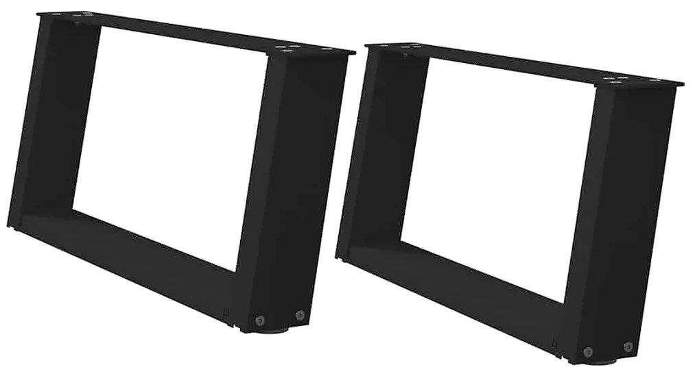 Pés para mesa de centro em formato de U, 2 peças, preto, 60x(30-31) cm