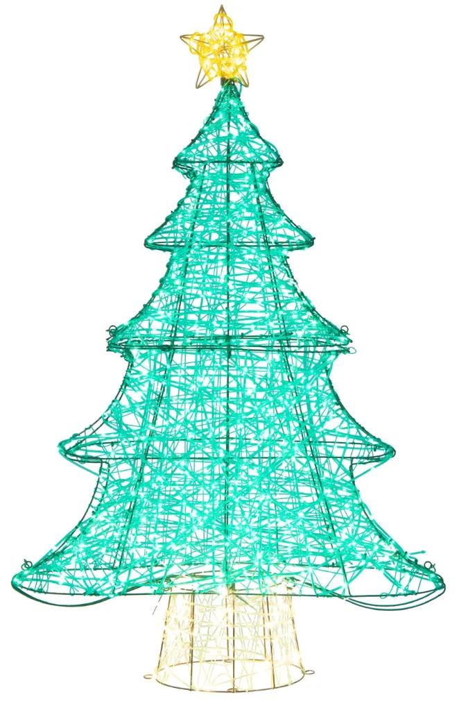 Decoração de árvore de Natal de 124 cm com 520 luzes LED Top Star iluminada para jardim