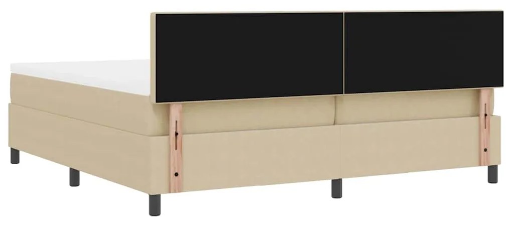 Cama Box Spring com Colchão Bege Claro 200x200 cm Tecido de Corduroy