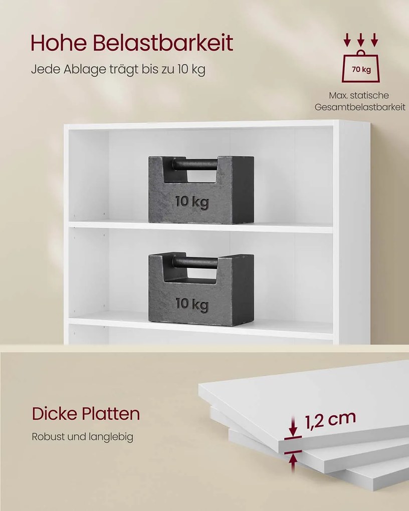 Estante com 6 compartimentos abertos 24 x 80 x 160,7 cm em branco
