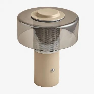 Luminária De Mesa Led Sem Fio Elfriede Em Vidro E Aço Tapioca Bege - Sklum