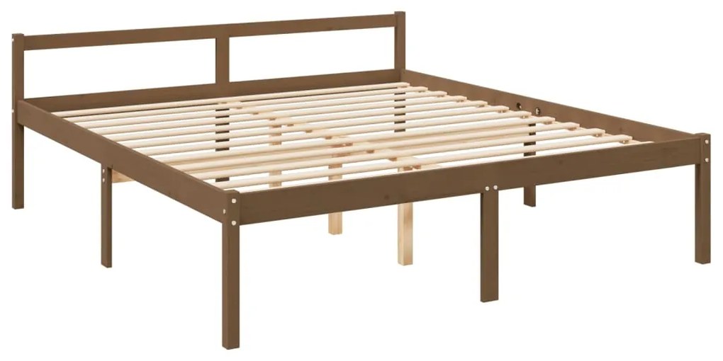 Cama para idosos 200x200 cm pinho maciço castanho mel