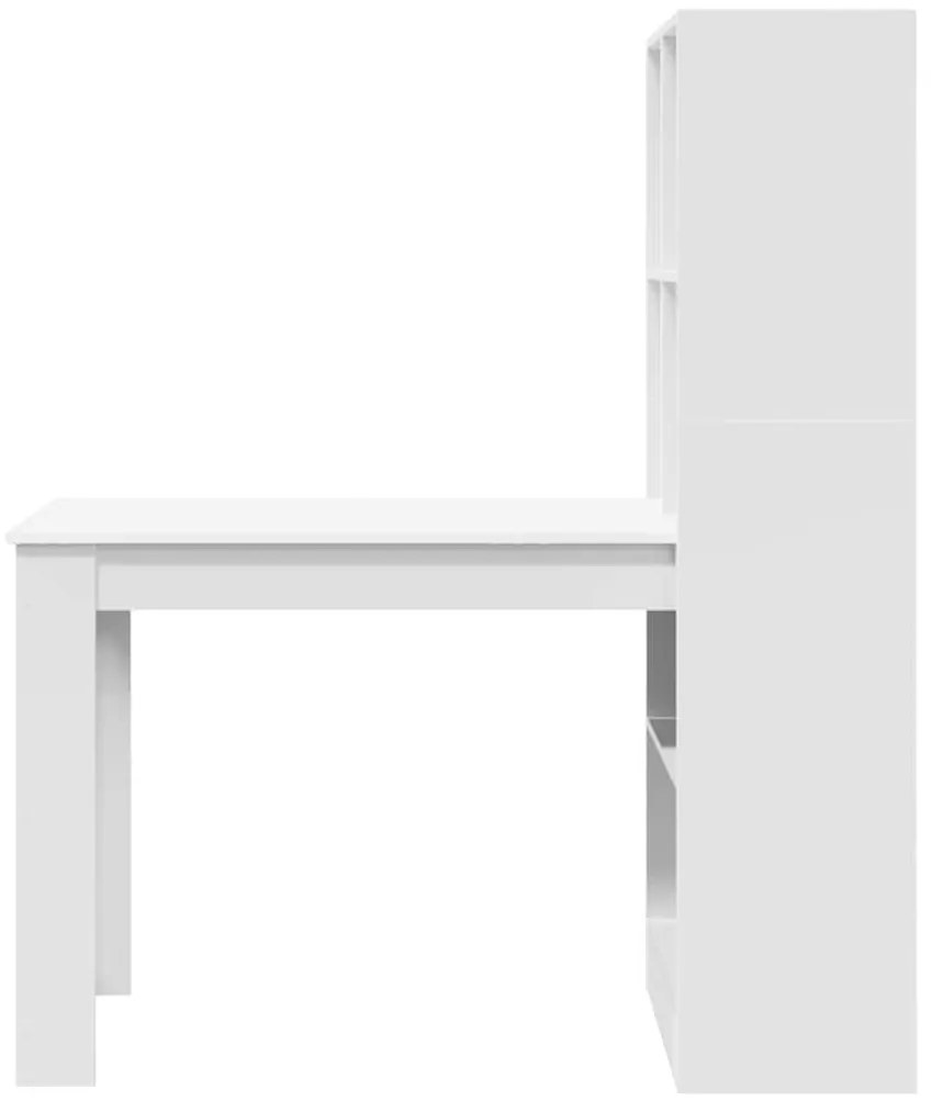 Mesa com prateleira com armazenamento Branco 122 x 67 x 145 cm