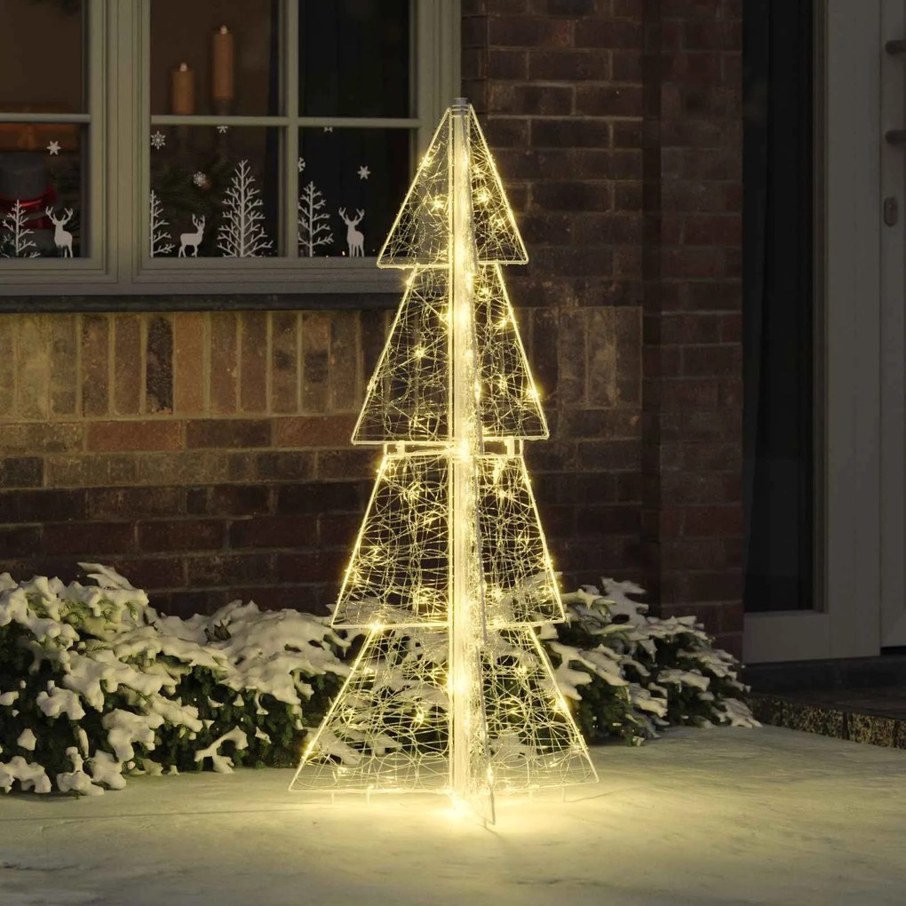 vidaXL Árvore de Natal com 100 LEDs Branco quente 120 cm Acrílo