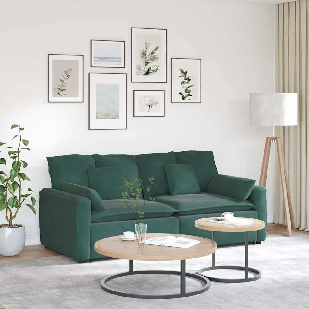 vidaXL Sofá modular com almofadas verde-escuro
