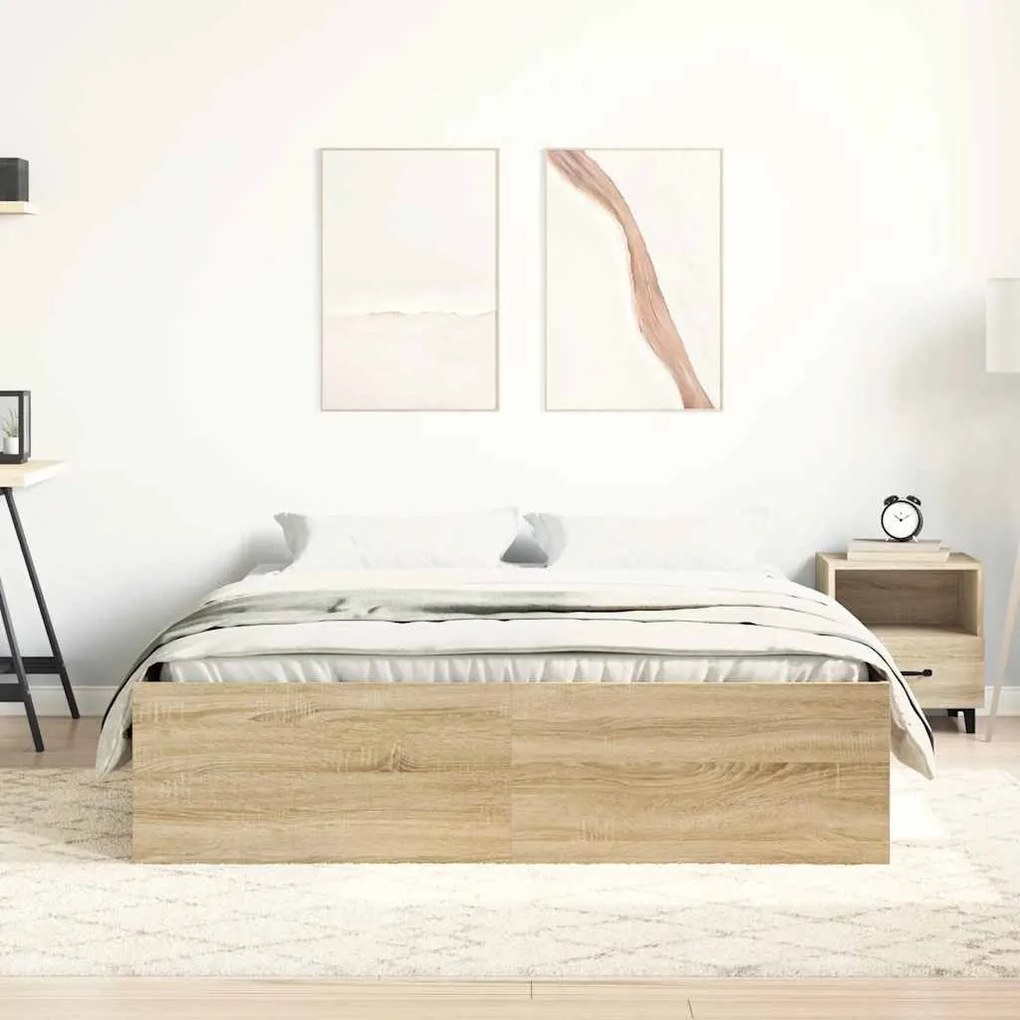 Estrutura de cama king 150x200 cm carvalho sonoma