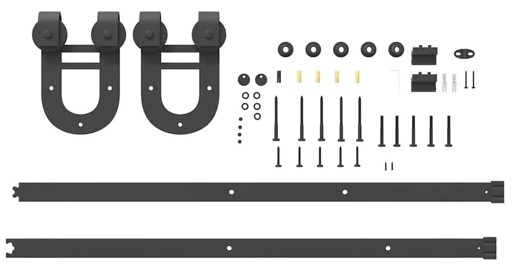 Kit de ferragens para porta deslizante 200 cm aço preto