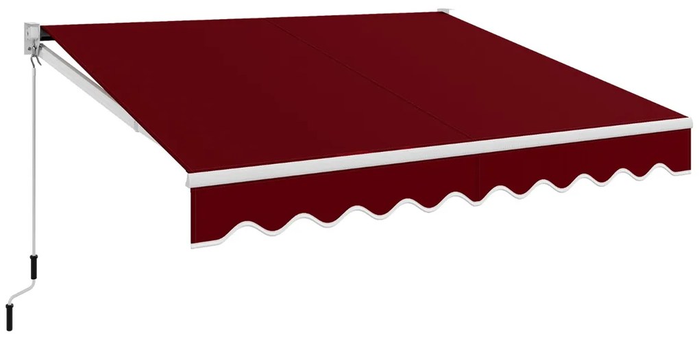 Toldo retrátil 295 x 250 cm com manivela manual para parede Porta Janela Vermelho