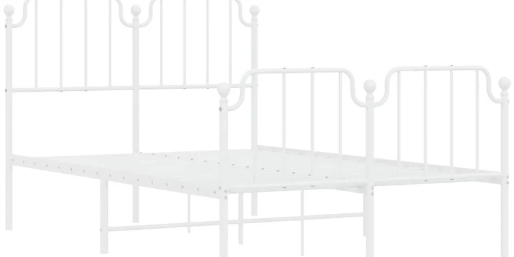 Estrutura de cama com cabeceira e pés 120x200 cm metal branco