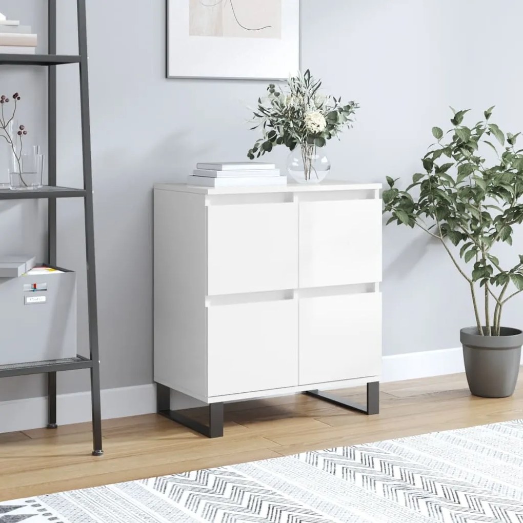 vidaXL Aparador 60x35x70 cm derivados de madeira branco brilhante