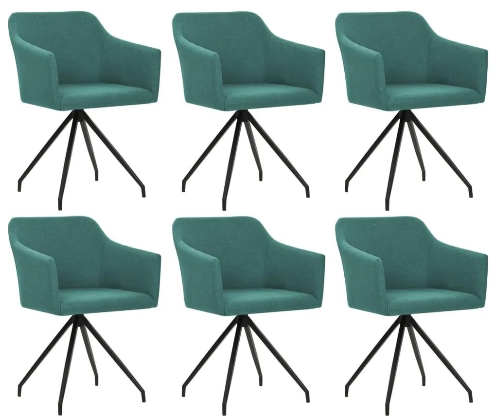 Cadeiras de jantar giratórias 6 pcs tecido verde