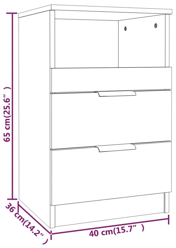 Mesas de cabeceira 2 pcs madeira processada branco