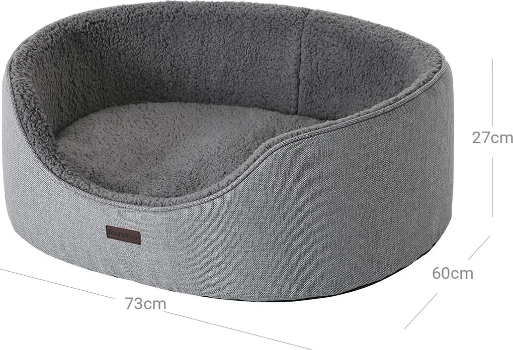 Cama para cães lavável 73 x 60 x 27 cm cinzento