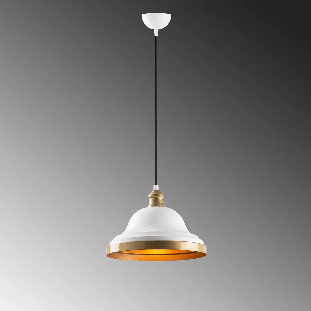 Candeeiro Chandelier Dodo – Branco e Dourado – 30 x 30 cm