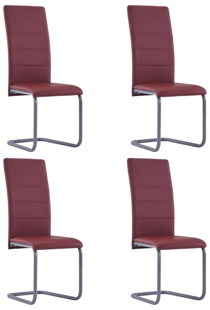 vidaXL Cadeiras de jantar cantilever 4 pcs couro artificial vermelho
