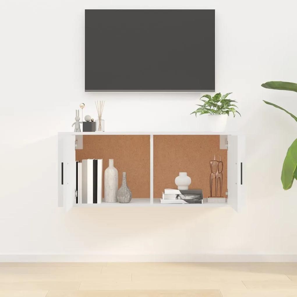Móvel de TV de parede 100x34,5x40 cm branco brilhante