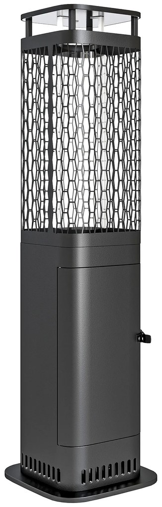 Outsunny Aquecedor de Pellets 6.86 KW com Tubo de Vidro Base Antiderrapante e Grelha Metálica Aquecedor de Pellets sem Fumo 26x26x95 cm Preto | Aosom Portugal