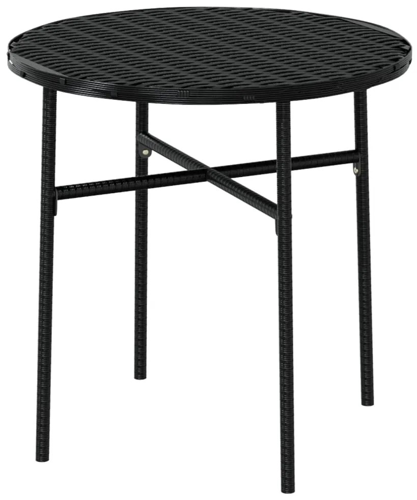 3 pcs conjunto de jantar para jardim vime PE preto
