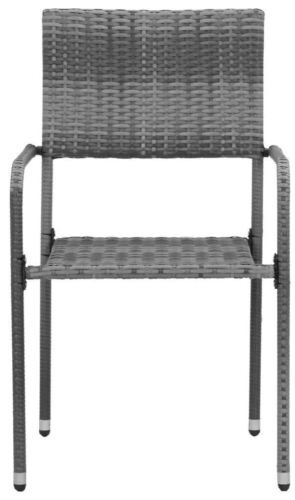 9 pcs conjunto de jantar para exterior vime PE cinzento