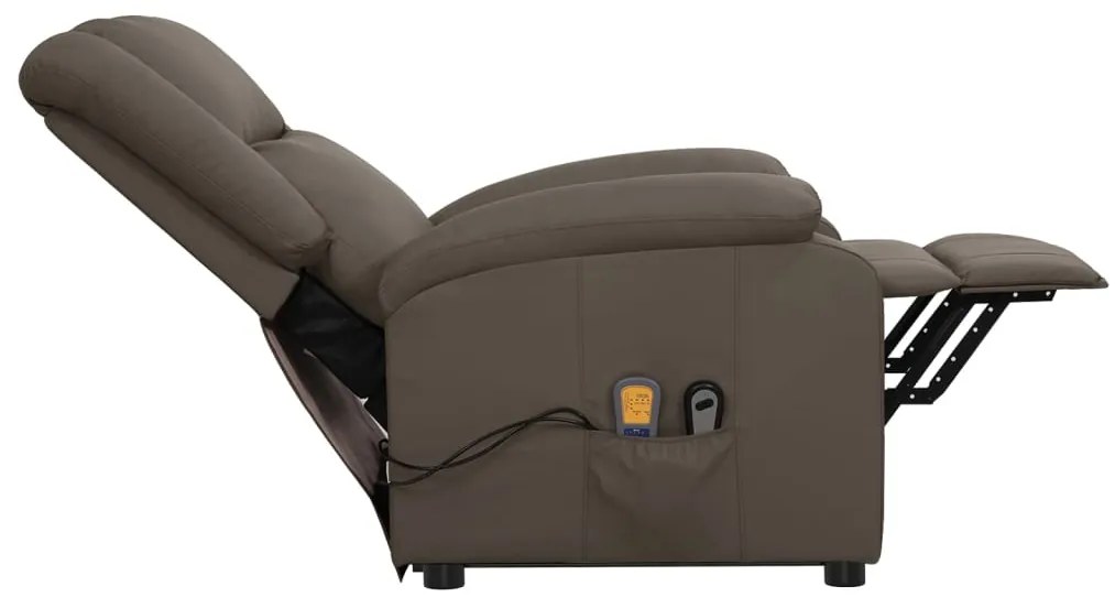 Poltrona de massagens elevatória couro artificial cinzento
