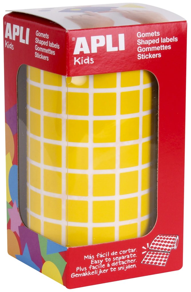 Rolo Autocolantes Quadrangular Amarelo 10MM