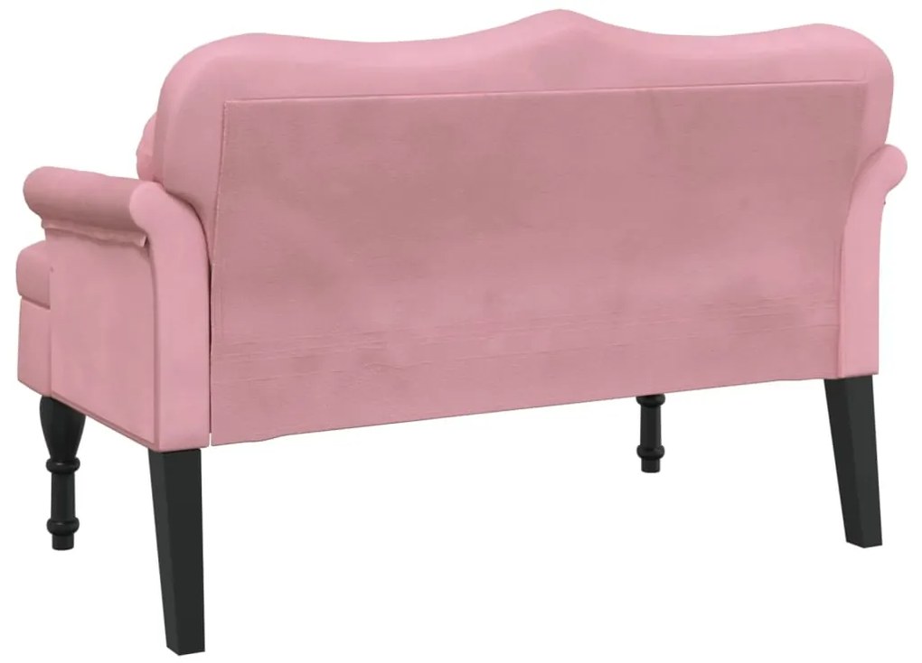 Banco com almofadões 120,5x65x75 cm veludo rosa