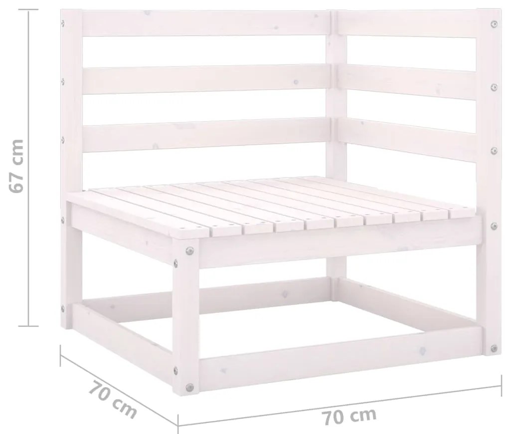 Sofá de 2 lugares para jardim pinho maciço branco
