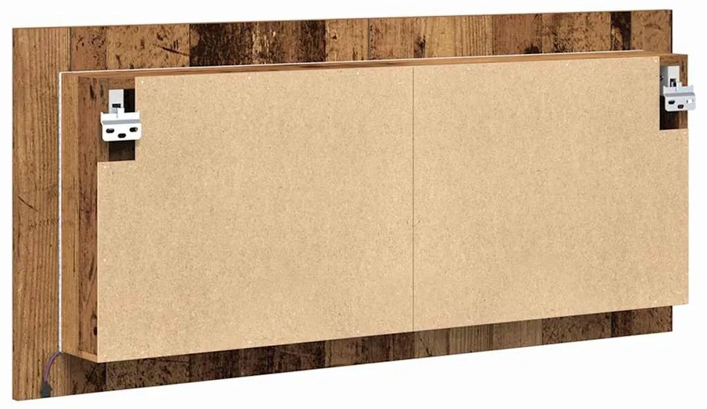 Armário de Espelho LED Madeira Velha 100x12x45 cm