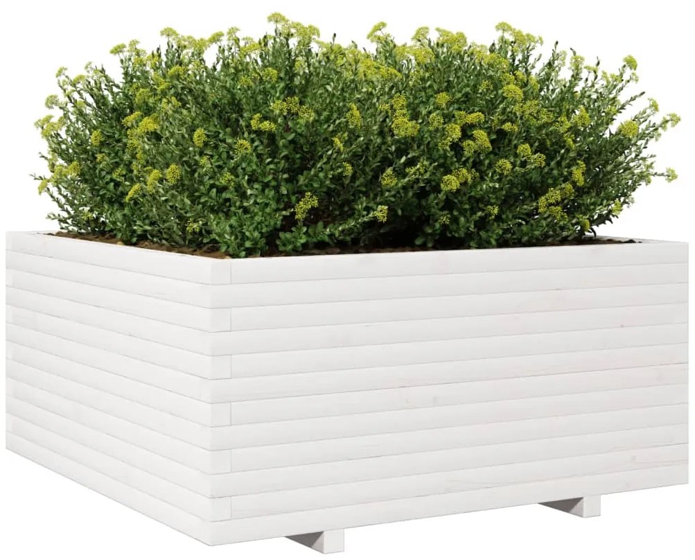 Vaso/floreira de jardim 100x100x49,5 cm pinho maciço branco
