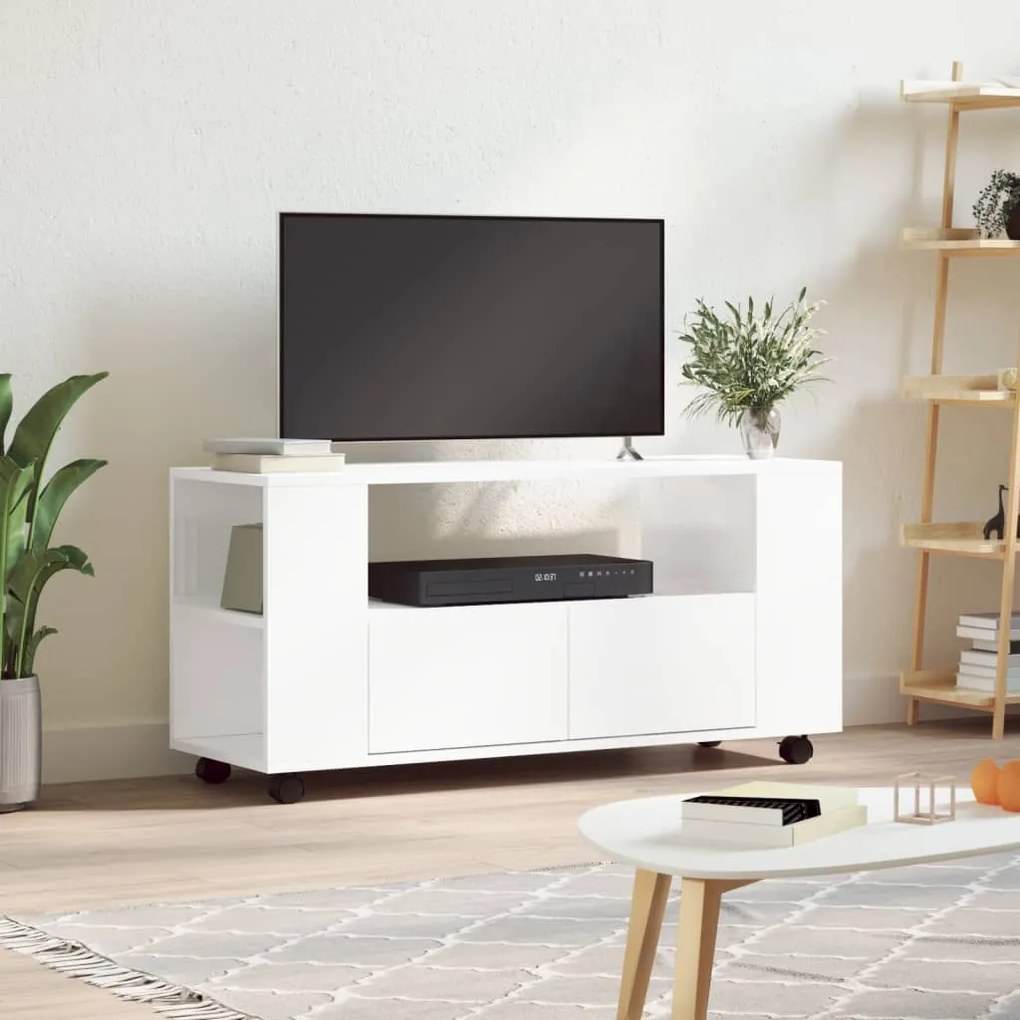 vidaXL Móvel de TV 102x34,5x43 cm derivados madeira branco brilhante