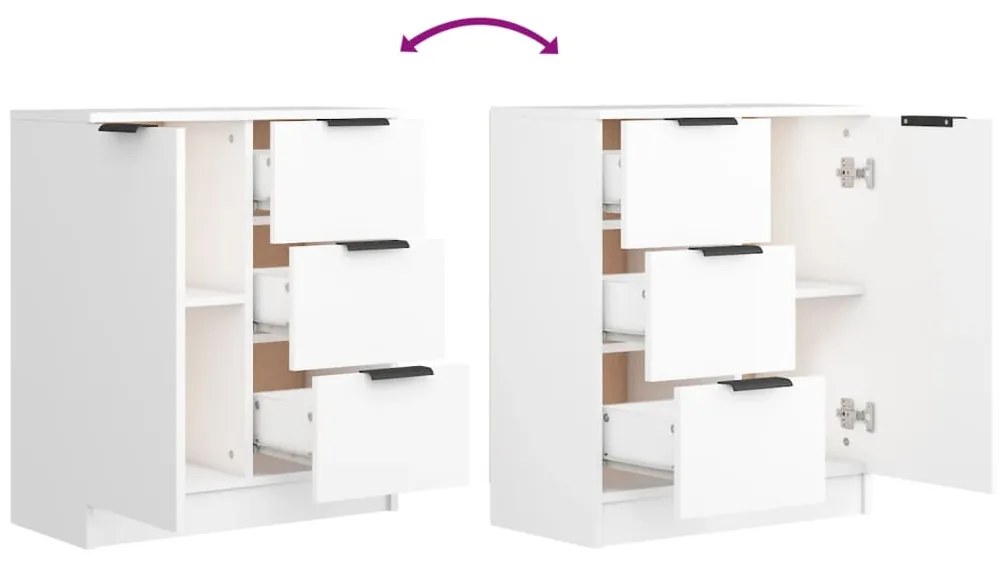Aparadores 2 pcs 60x30x70 cm derivados de madeira branco