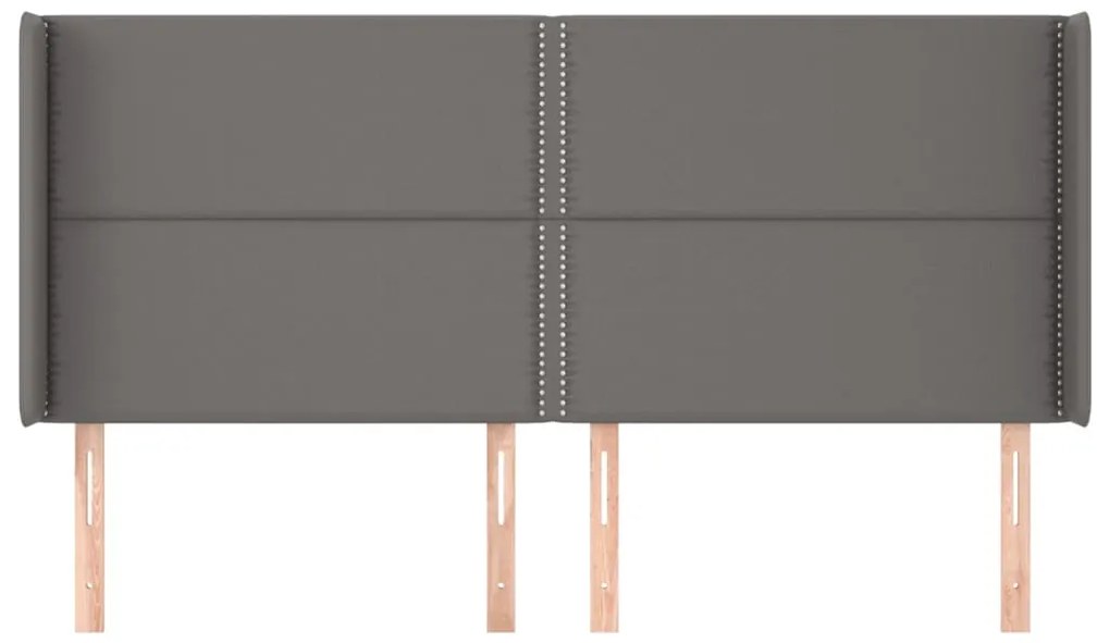 Cabeceira cama c/ abas couro artif. 203x16x118/128 cm cinzento