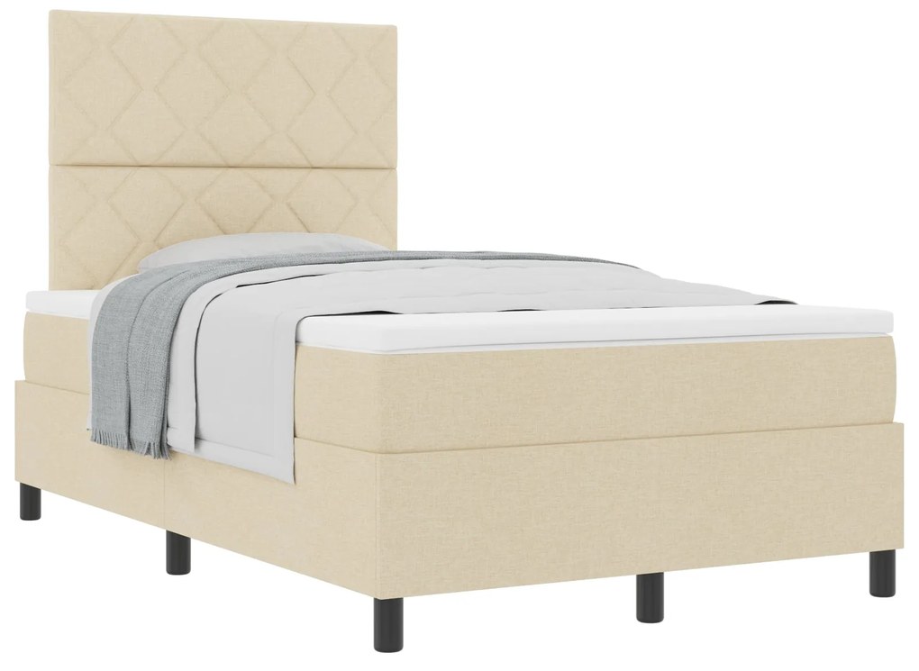 Cama Box com Colchão Creme 120x200 cm Tecido