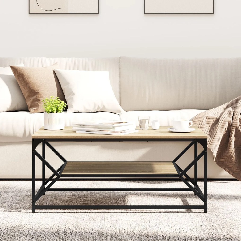 Mesa de Centro com Prateleira Carvalho Sonoma 90x50x40 cm Derivados de