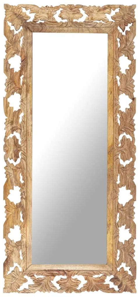 Espelho esculpido à mão 110x50 cm mangueira maciça castanho