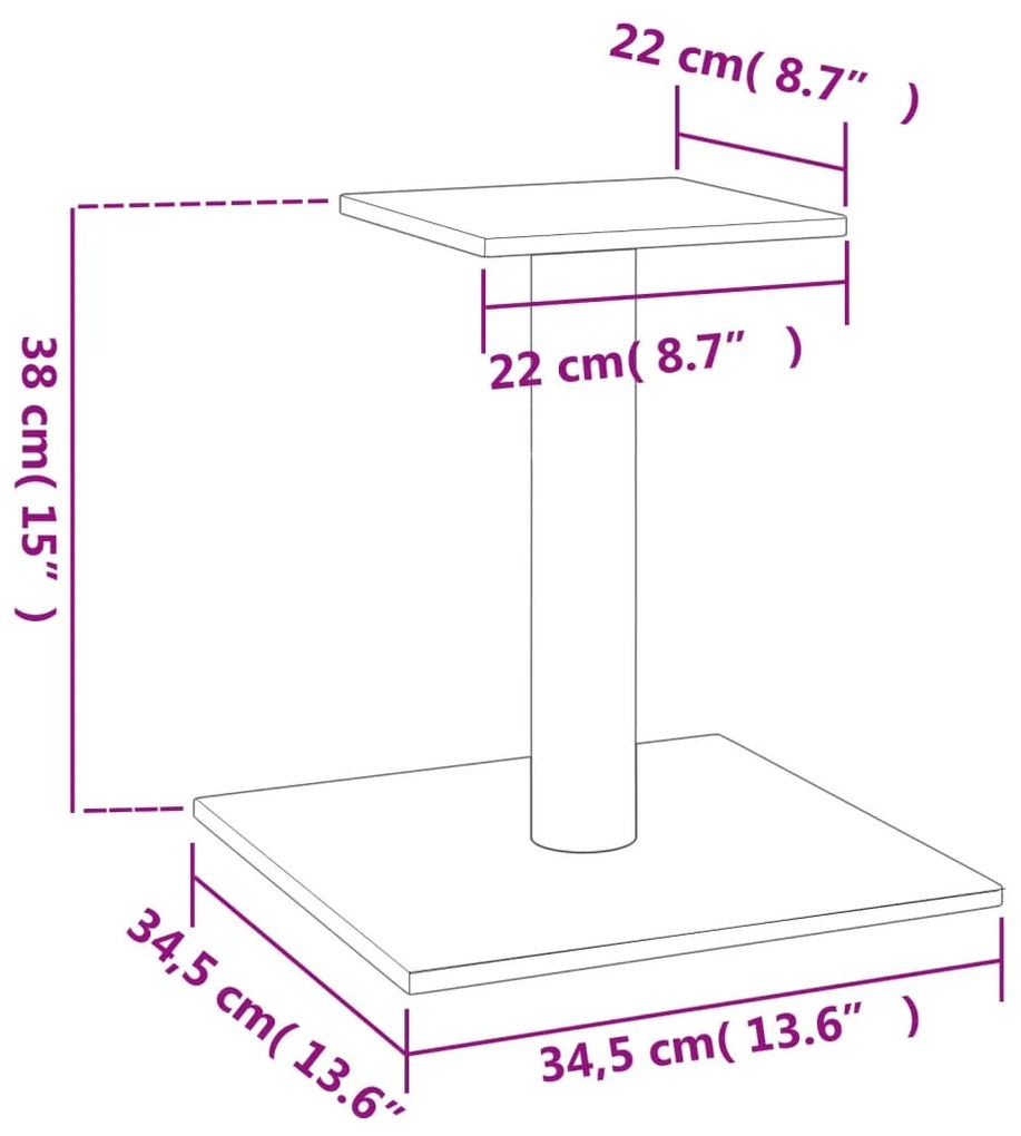 Poste arranhador para gatos com plataforma 38 cm cinzento-claro