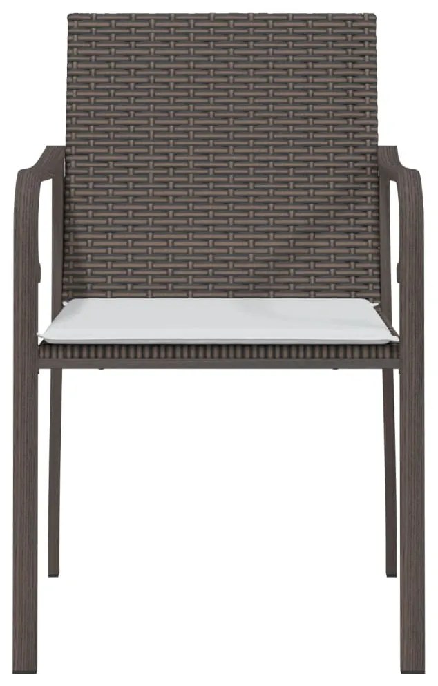 Cadeiras jardim c/ almofadões 4pcs 56x59x84 cm vime PE castanho