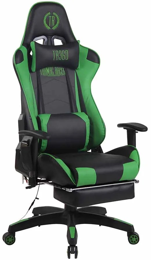 Cadeira Gaming Turbo XFM em imitação de pele com aquecimento preto/verde