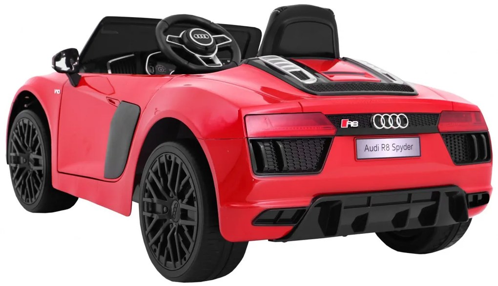 Carro elétrico para Crianças 12V AUDI R8 Spyder RS Rodas de EVA, Assento de couro Vermelho Pintado