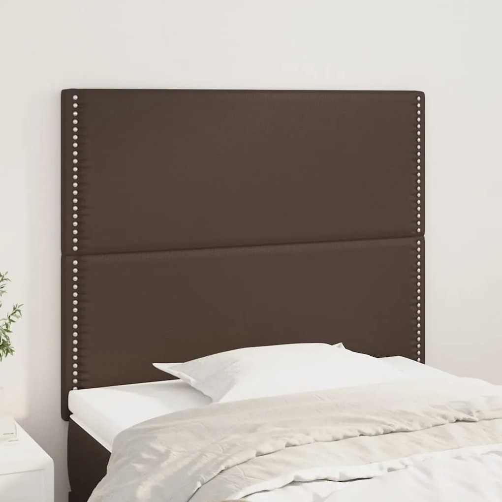 vidaXL Cabeceira de cama 2 pcs couro artificial 80x5x78/88 cm castanho
