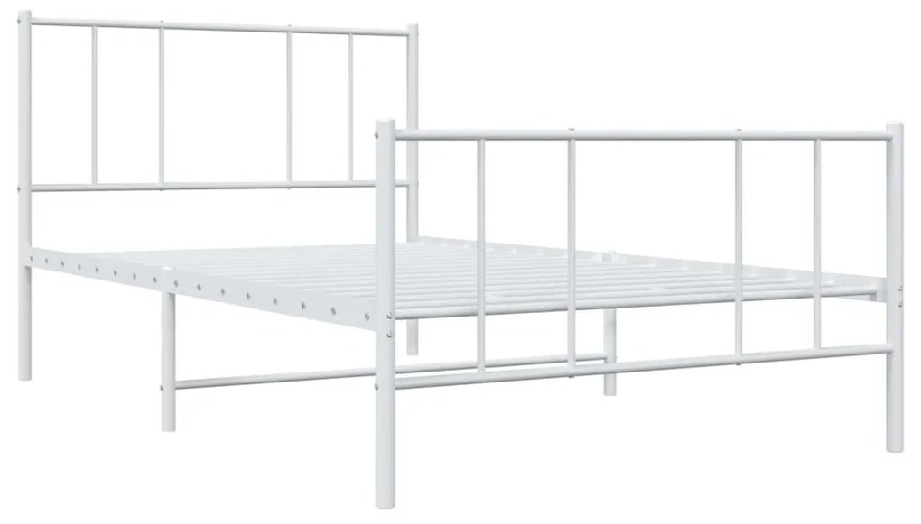 Estrutura de cama com cabeceira e pés 75x190 cm metal branco