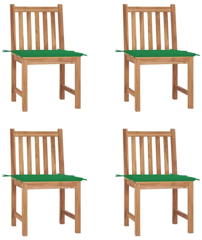 vidaXL Cadeiras de jardim c/ almofadões 4 pcs madeira de teca maciça