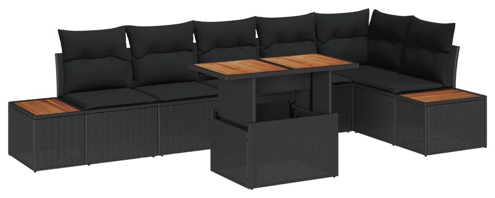 vidaXL Conjunto de Jantar para Jardim 7 pcs Preto e Marrom