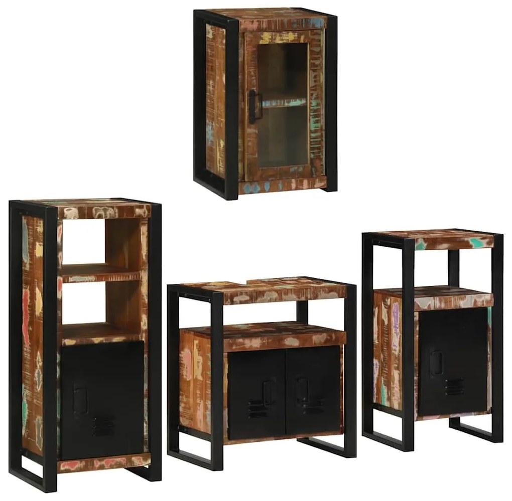 vidaXL Conjunto de Móveis para Banheiro com prateleira com porta 4 pcs